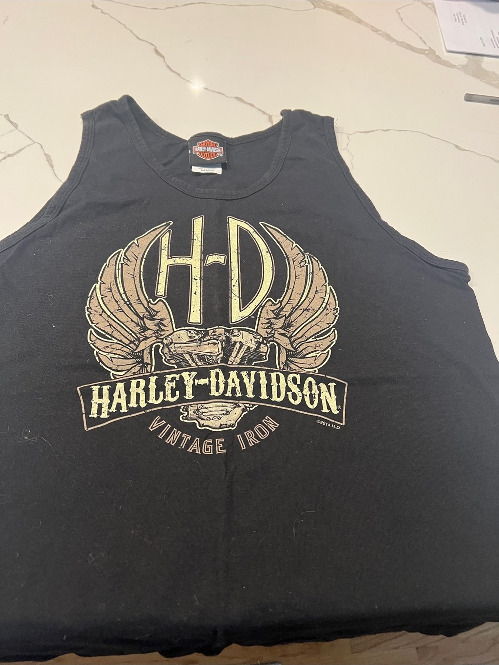 Harley-Davidson Black Tank with Cream Winged H-D Graphic